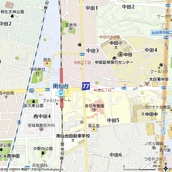 中田支店付近の地図